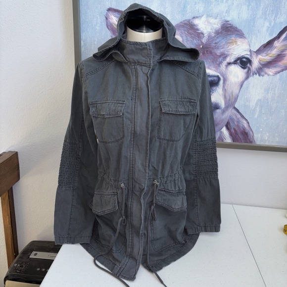 A New Day Women's Small Gray Utility Military Style‎ Gray Full Zip Hooded Jacket - Picture 1 of 15